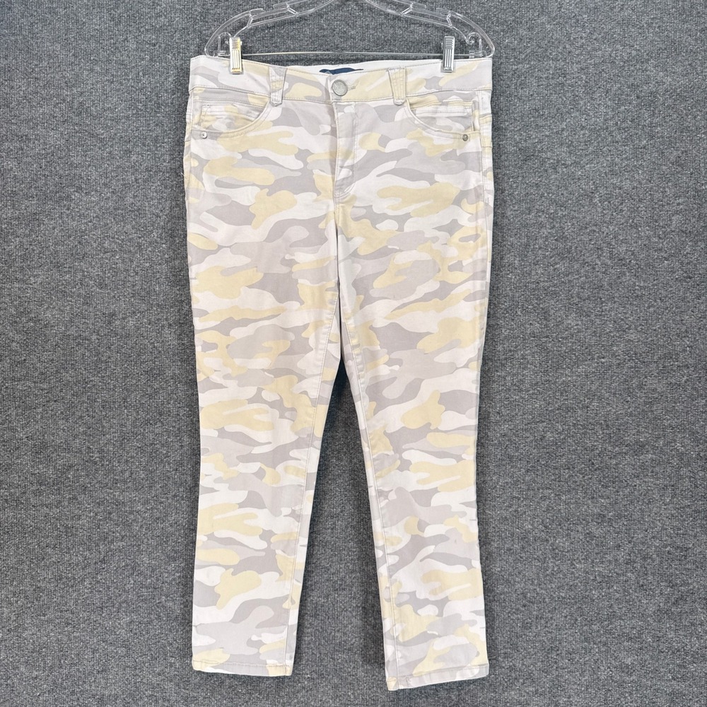 Democracy Pants Womens 14 Gray Camo Ab solution Stretch Casual Ankle Trousers